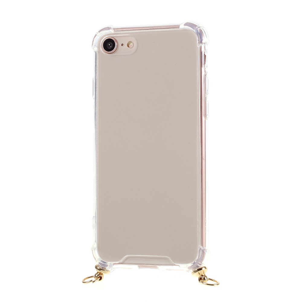 For iPhone 8 / iPhone 7 TPU+Acrylic+Textile Strap Anti-fall Shell - Pink/Stripe-5