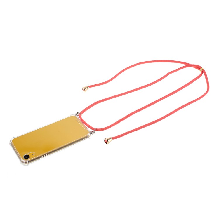 Anti-fall Glossy TPU+Acrylic with Textile Strap Phone Shell for iPhone XR 6.1 inch (2019) - Orange-1