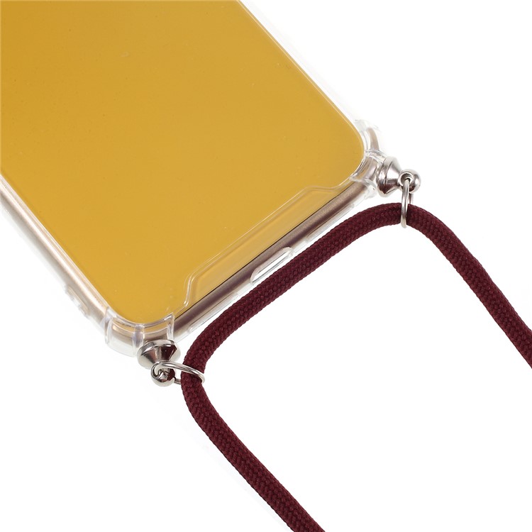 Anti-fall Glossy TPU+Acrylic with Textile Strap Phone Shell for iPhone XR 6.1 inch (2019) - Wine Red-2