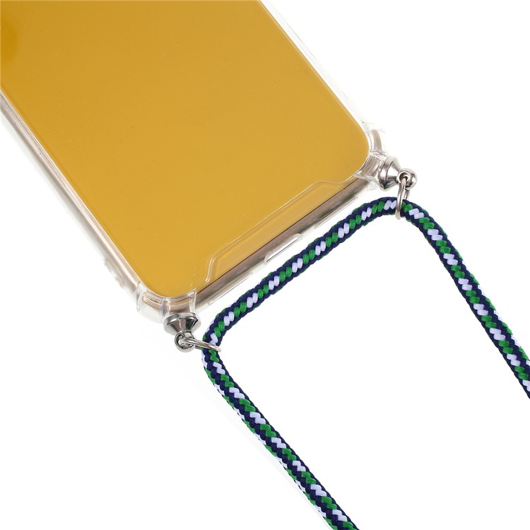 Anti-fall Glossy TPU+Acrylic with Textile Strap Phone Shell for iPhone XR 6.1 inch (2019) - Dark Green/White-2