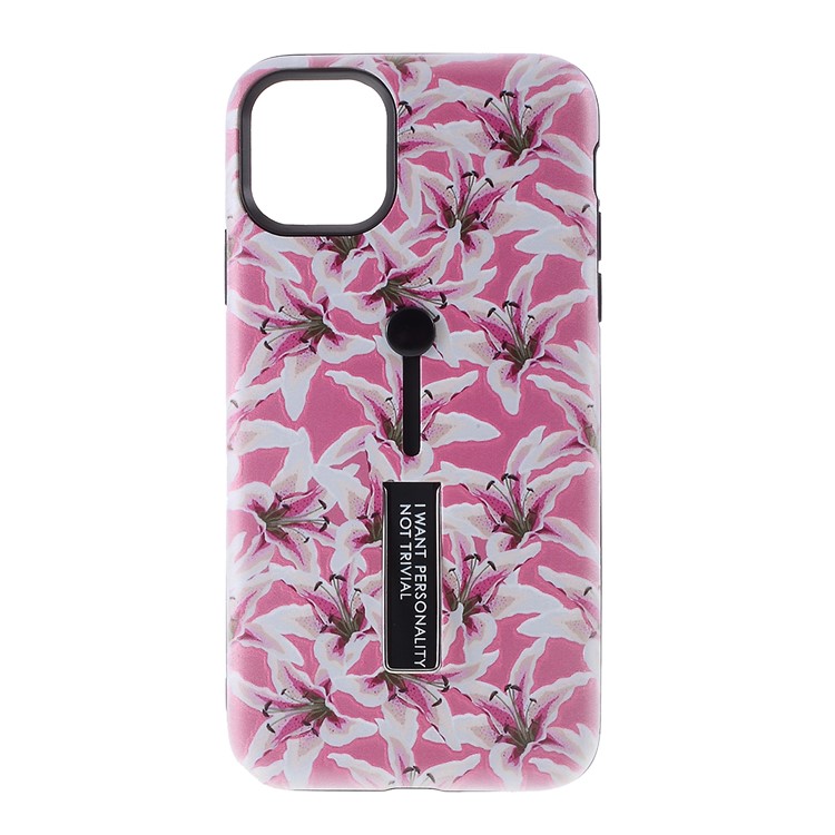Embossment Pattern Printing TPU + PC Hybrid Case with Kickstand for iPhone 11 Pro Max 6.5 inch (2019) - Pattern E-1