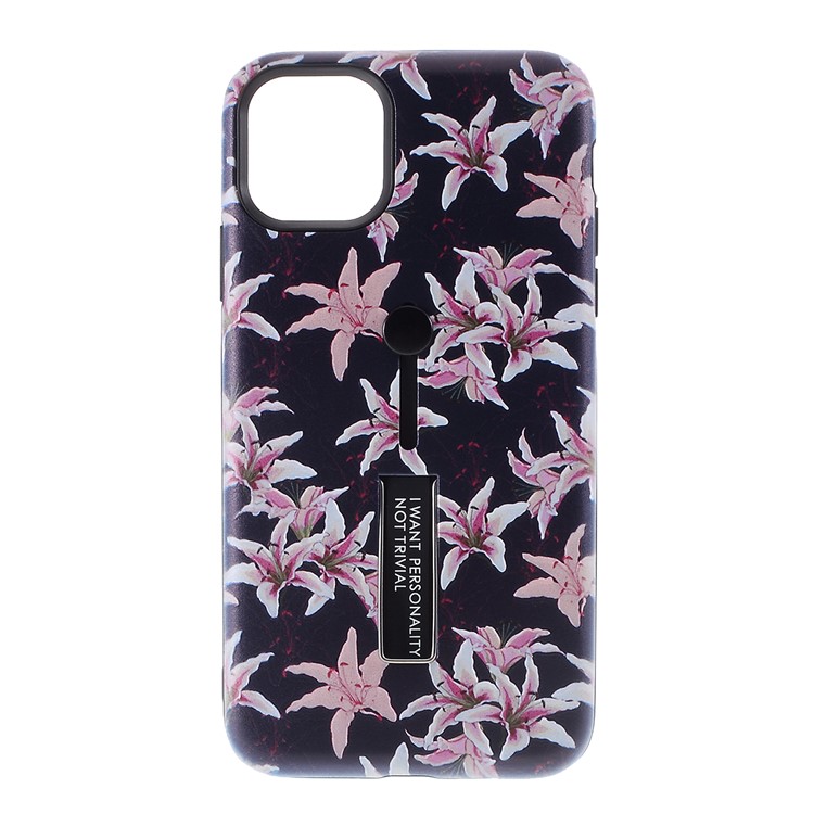 Embossment Pattern Printing TPU + PC Hybrid Case with Kickstand for iPhone 11 Pro Max 6.5 inch (2019) - Pattern H-1