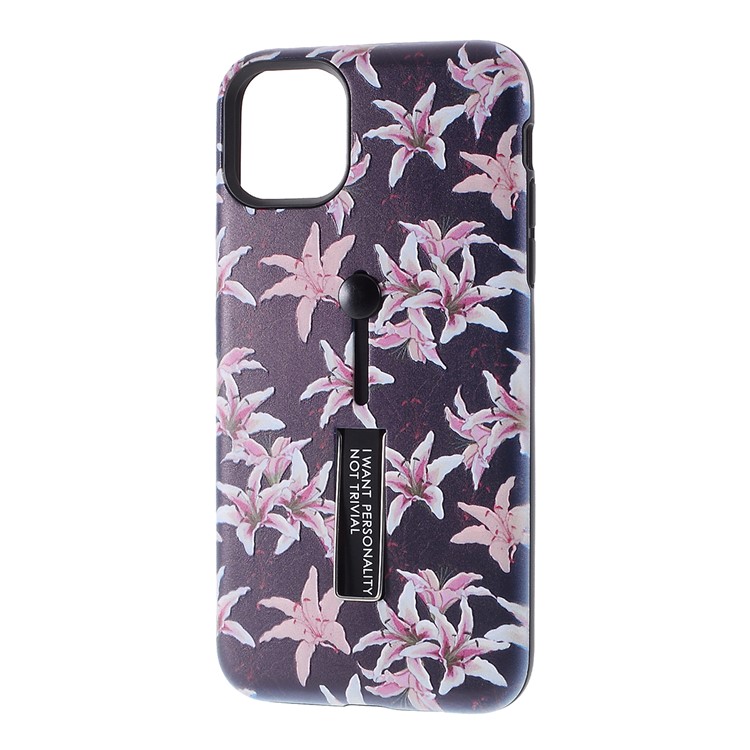 Embossment Pattern Printing TPU + PC Hybrid Case with Kickstand for iPhone 11 Pro Max 6.5 inch (2019) - Pattern H-2