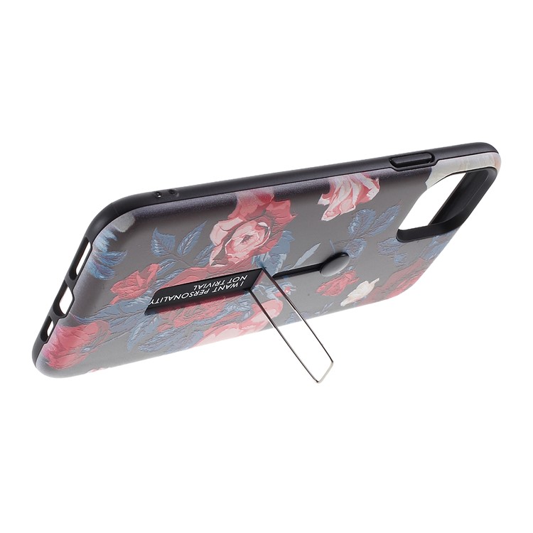Embossment Pattern Printing TPU + PC Hybrid Case with Kickstand for iPhone 11 Pro Max 6.5 inch (2019) - Pattern L-5