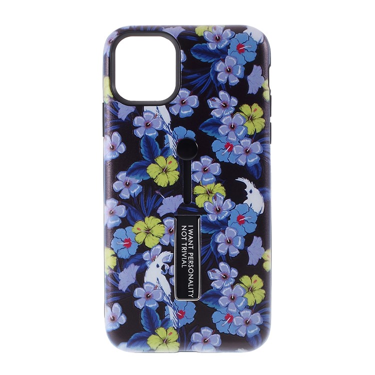 Embossment Pattern Printing TPU + PC Hybrid Case with Kickstand for iPhone 11 Pro Max 6.5 inch (2019) - Pattern T-1