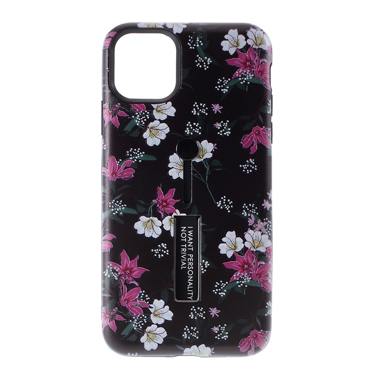 Embossment Pattern Printing TPU + PC Hybrid Shell with Kickstand for iPhone 11 6.1 inch (2019) - Pattern A-8