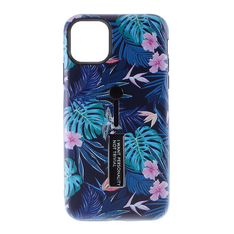 Embossment Pattern Printing TPU + PC Hybrid Shell with Kickstand for iPhone 11 6.1 inch (2019) - Pattern C-1