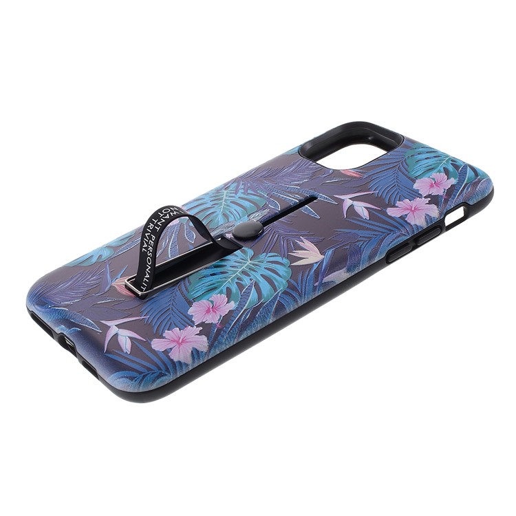 Embossment Pattern Printing TPU + PC Hybrid Shell with Kickstand for iPhone 11 6.1 inch (2019) - Pattern C-4