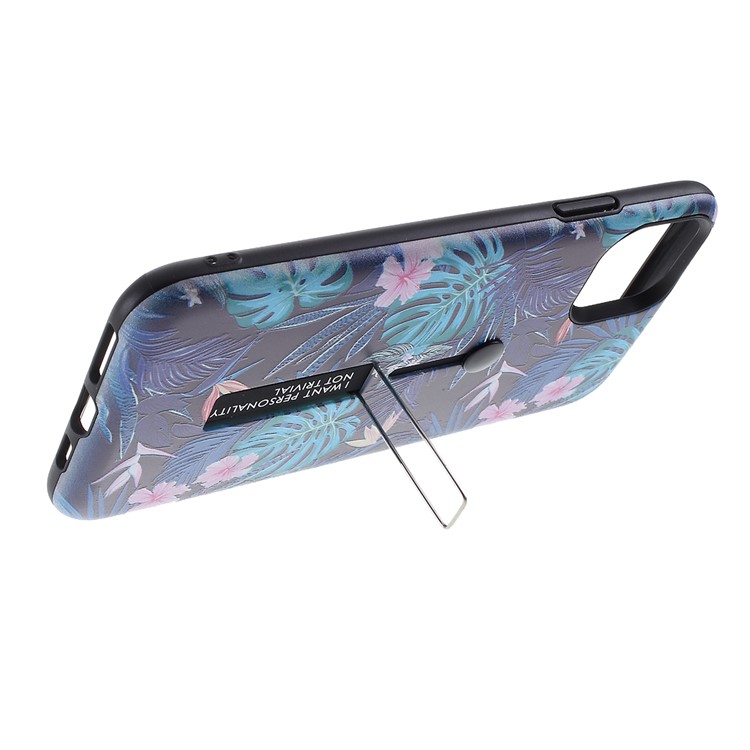 Embossment Pattern Printing TPU + PC Hybrid Shell with Kickstand for iPhone 11 6.1 inch (2019) - Pattern C-5