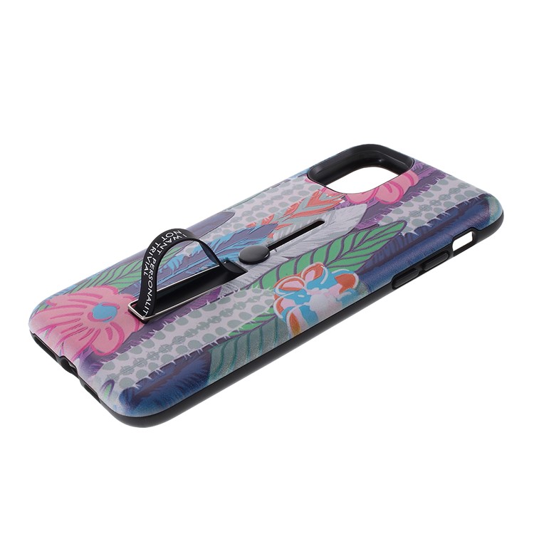 Embossment Pattern Printing TPU + PC Hybrid Shell with Kickstand for iPhone 11 6.1 inch (2019) - Pattern D-4