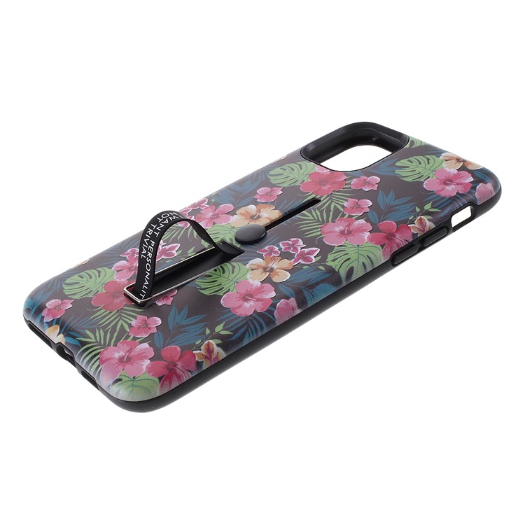 Embossment Pattern Printing TPU + PC Hybrid Shell with Kickstand for iPhone 11 6.1 inch (2019) - Pattern F-4