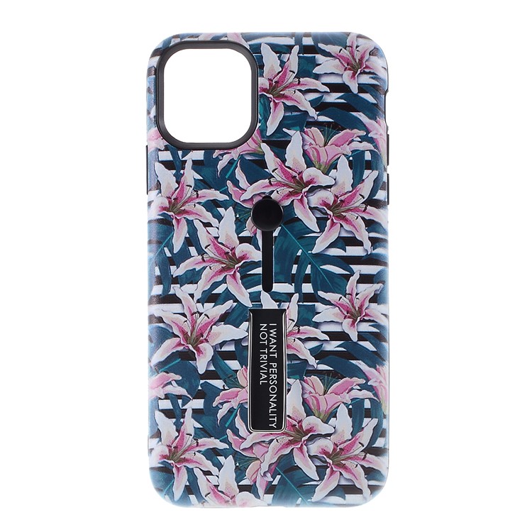 Embossment Pattern Printing TPU + PC Hybrid Shell with Kickstand for iPhone 11 6.1 inch (2019) - Pattern J-1