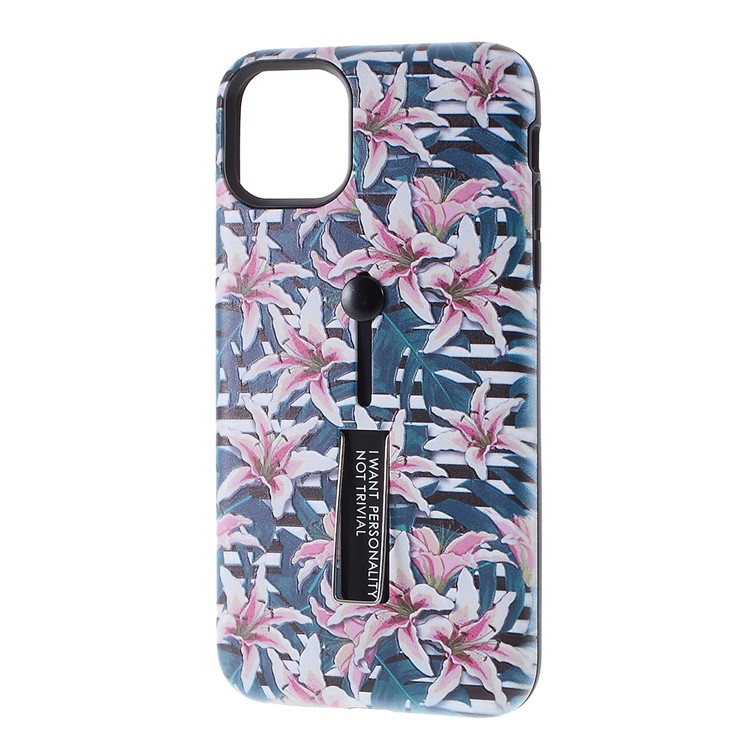 Embossment Pattern Printing TPU + PC Hybrid Shell with Kickstand for iPhone 11 6.1 inch (2019) - Pattern J-2