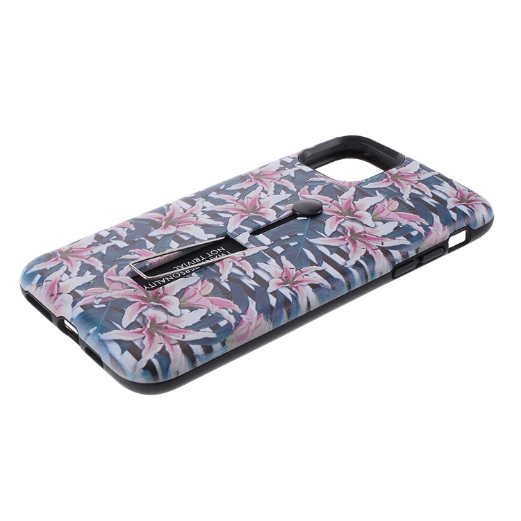 Embossment Pattern Printing TPU + PC Hybrid Shell with Kickstand for iPhone 11 6.1 inch (2019) - Pattern J-3