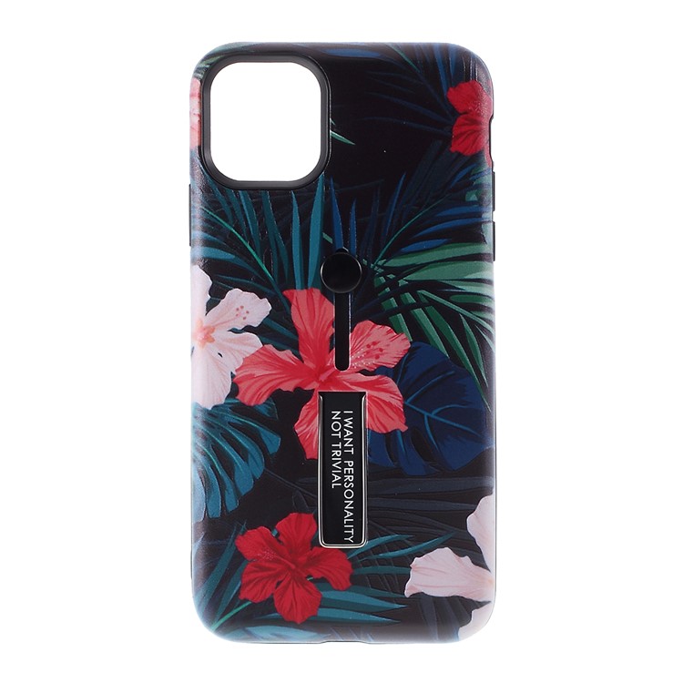 Embossment Pattern Printing TPU + PC Hybrid Shell with Kickstand for iPhone 11 6.1 inch (2019) - Pattern N-1