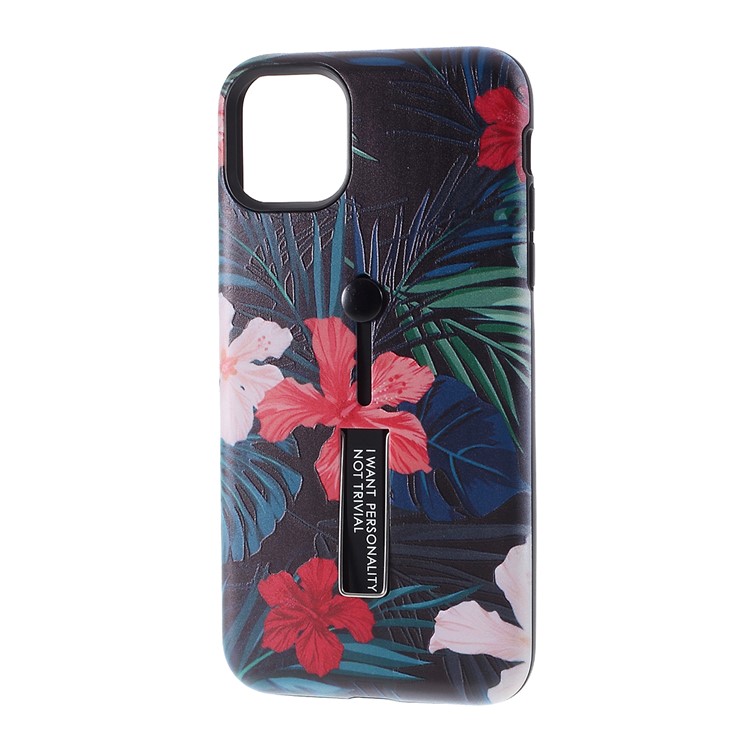 Embossment Pattern Printing TPU + PC Hybrid Shell with Kickstand for iPhone 11 6.1 inch (2019) - Pattern N-2