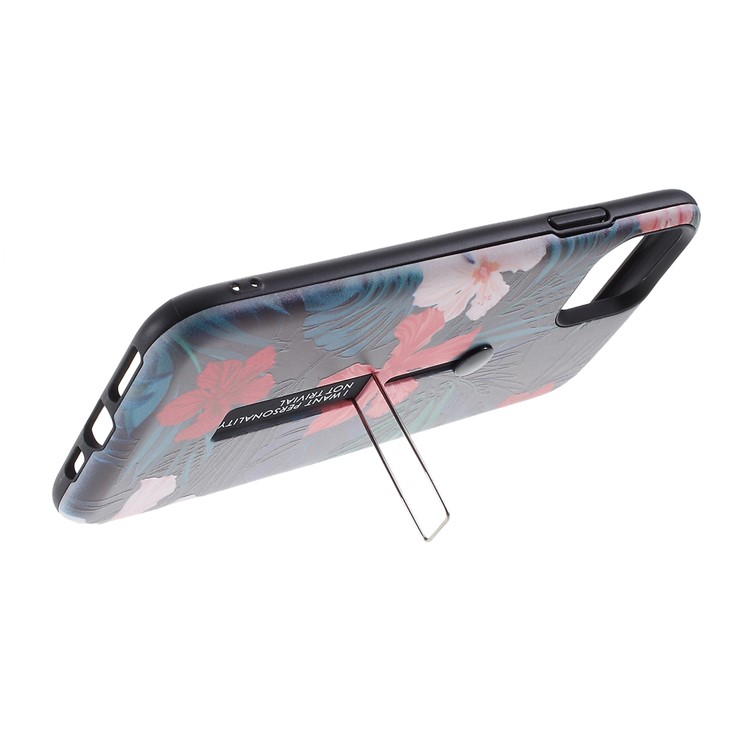 Embossment Pattern Printing TPU + PC Hybrid Shell with Kickstand for iPhone 11 6.1 inch (2019) - Pattern N-5