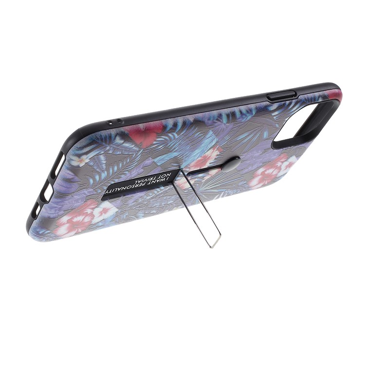 Embossment Pattern Printing TPU + PC Hybrid Shell with Kickstand for iPhone 11 6.1 inch (2019) - Pattern P-5