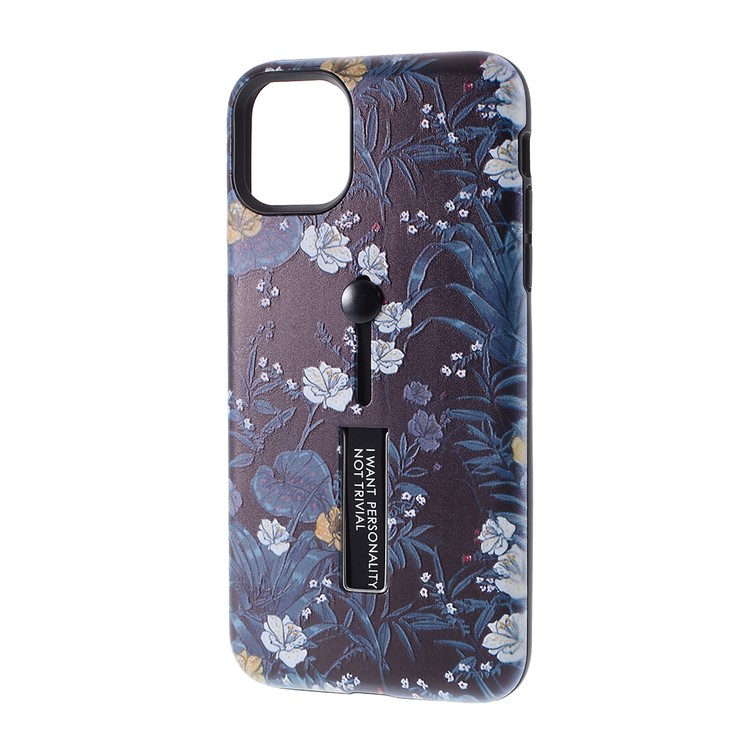 Embossment Pattern Printing TPU + PC Hybrid Shell with Kickstand for iPhone 11 6.1 inch (2019) - Pattern S-2