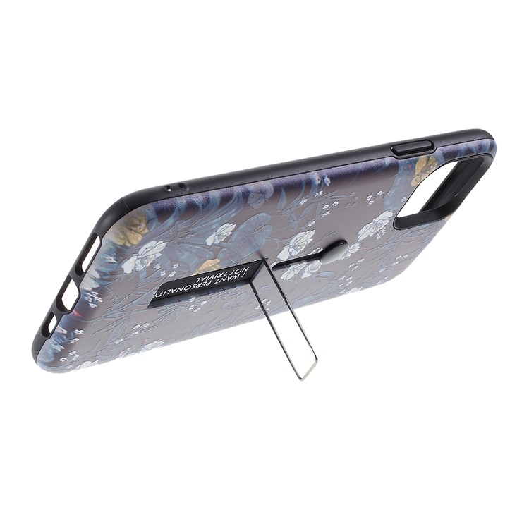 Embossment Pattern Printing TPU + PC Hybrid Shell with Kickstand for iPhone 11 6.1 inch (2019) - Pattern S-5