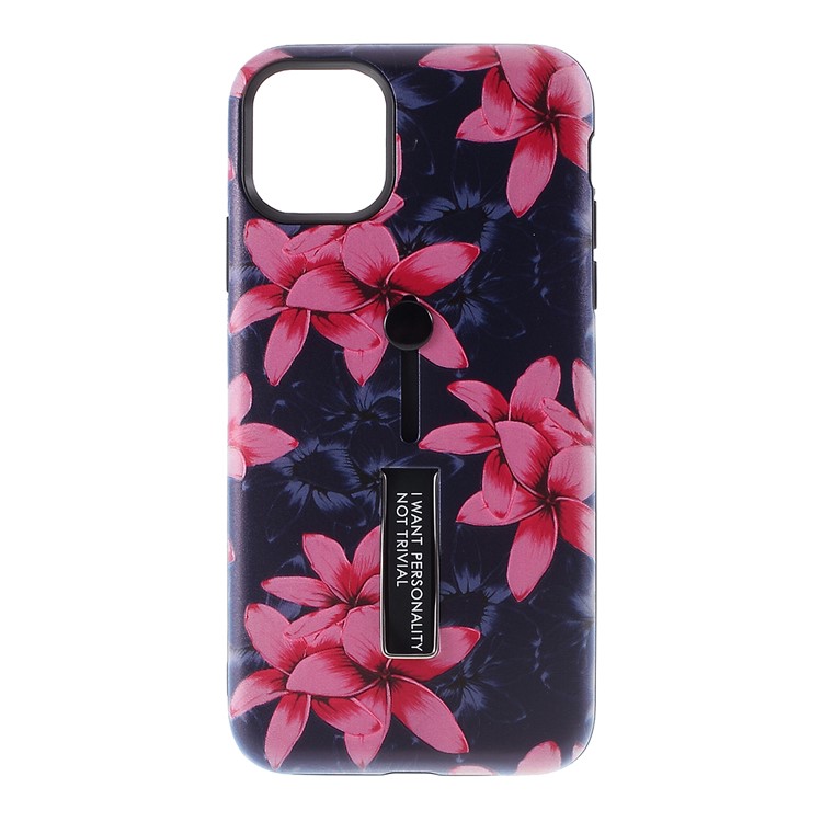 Embossment Pattern Printing TPU + PC Hybrid Shell with Kickstand for iPhone 11 6.1 inch (2019) - Pattern U-1