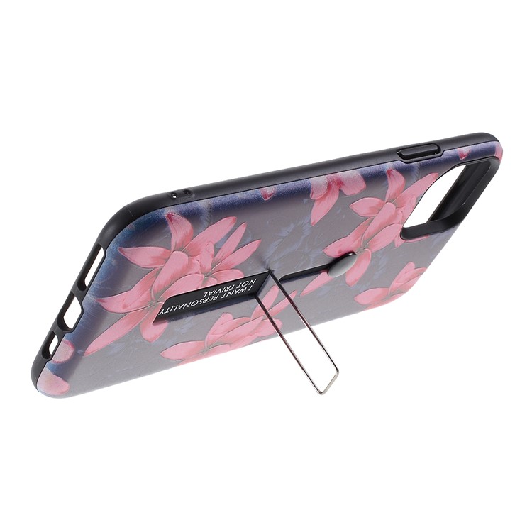 Embossment Pattern Printing TPU + PC Hybrid Shell with Kickstand for iPhone 11 6.1 inch (2019) - Pattern U-5