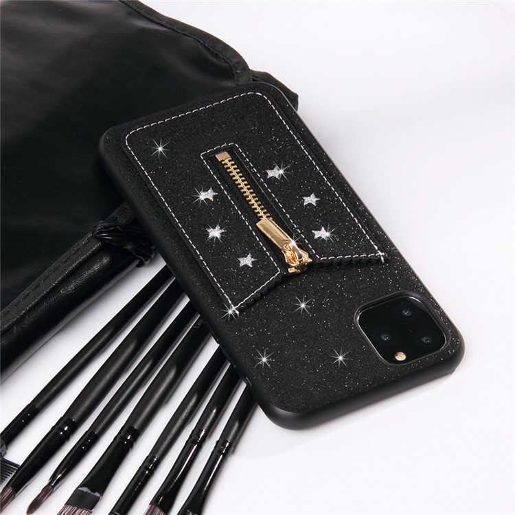 FIERRE SHANN Zipper Card Slot Back Phone Case Cover for iPhone 11 Pro Max 6.5 inch - Black-7