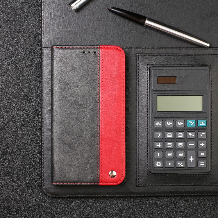 Auto-absorbed Business Style Bi-color Leather Cover Stand Case with Card Slot for iPhone 11 Pro Max 6.5-inch - Red-13