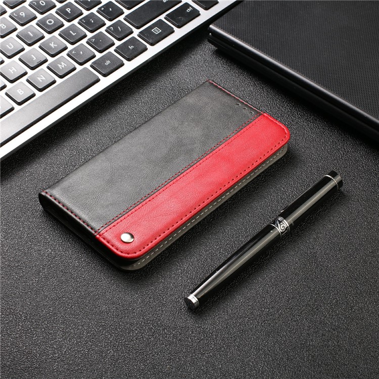Auto-absorbed Business Style Bi-color Leather Cover Stand Case with Card Slot for iPhone 11 Pro Max 6.5-inch - Red-14