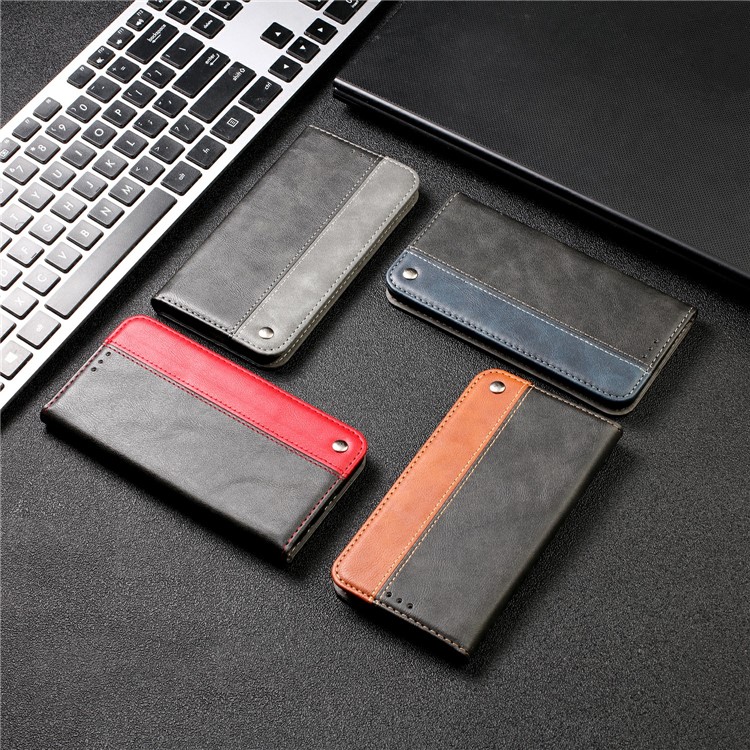 Auto-absorbed Business Style Bi-color Leather Cover Stand Case with Card Slot for iPhone 11 Pro Max 6.5-inch - Red-15