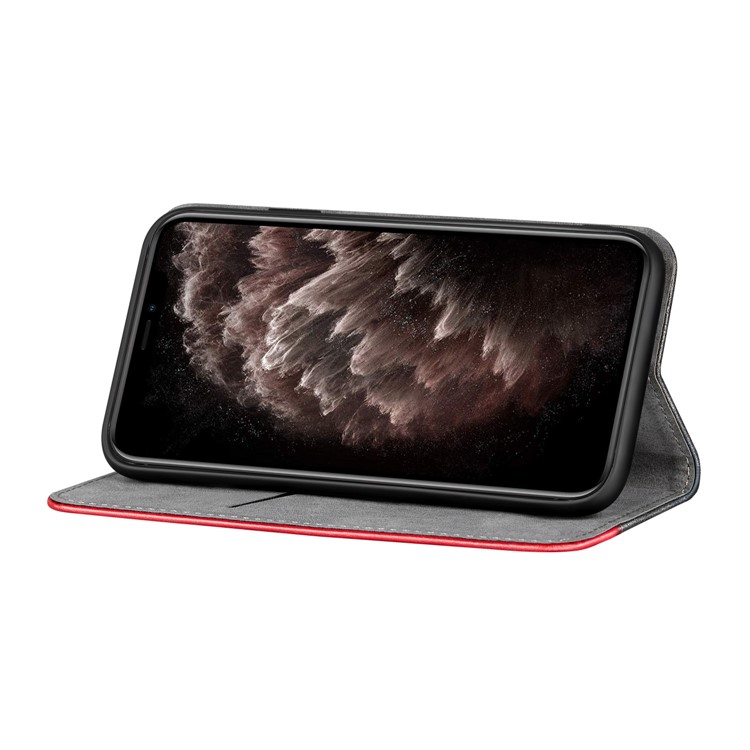 Auto-absorbed Business Style Bi-color Leather Cover Stand Case with Card Slot for iPhone 11 Pro Max 6.5-inch - Red-6