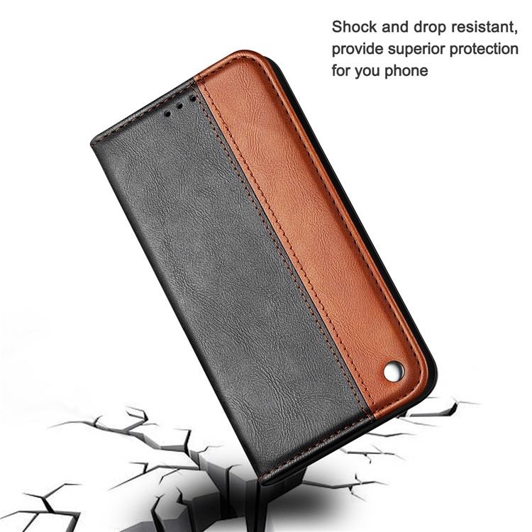 Auto-absorbed Business Style Bi-color Leather Cover Stand Case with Card Slot for iPhone 11 6.1-inch - Orange-10