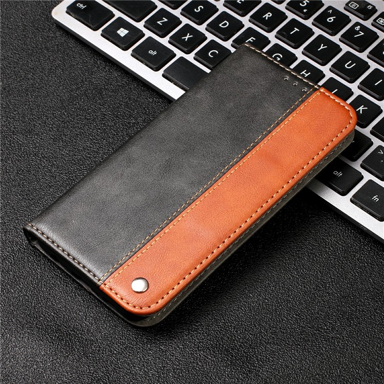 Auto-absorbed Business Style Bi-color Leather Cover Stand Case with Card Slot for iPhone 11 6.1-inch - Orange-12