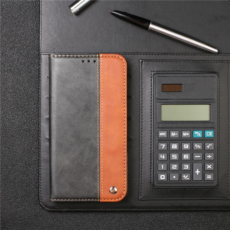 Auto-absorbed Business Style Bi-color Leather Cover Stand Case with Card Slot for iPhone 11 6.1-inch - Orange-13