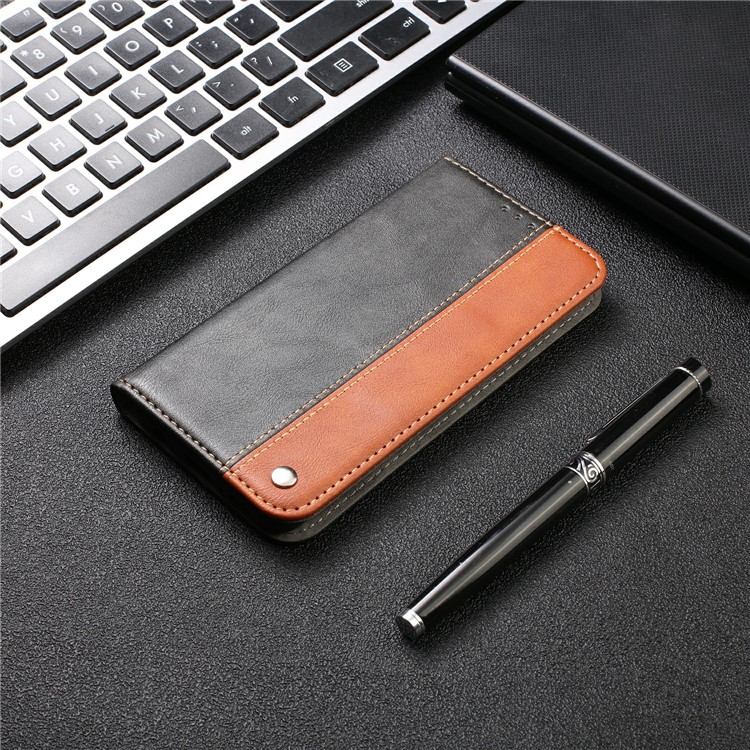 Auto-absorbed Business Style Bi-color Leather Cover Stand Case with Card Slot for iPhone 11 6.1-inch - Orange-14