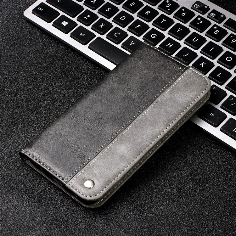 Auto-absorbed Business Style Bi-color Leather Cover Stand Case with Card Slot for iPhone 11 Pro 5.8-inch - Grey-12