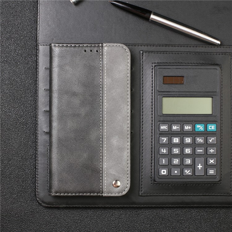 Auto-absorbed Business Style Bi-color Leather Cover Stand Case with Card Slot for iPhone 11 Pro 5.8-inch - Grey-13