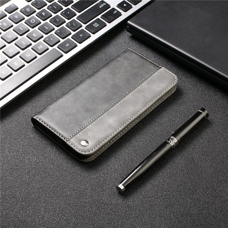 Auto-absorbed Business Style Bi-color Leather Cover Stand Case with Card Slot for iPhone 11 Pro 5.8-inch - Grey-14