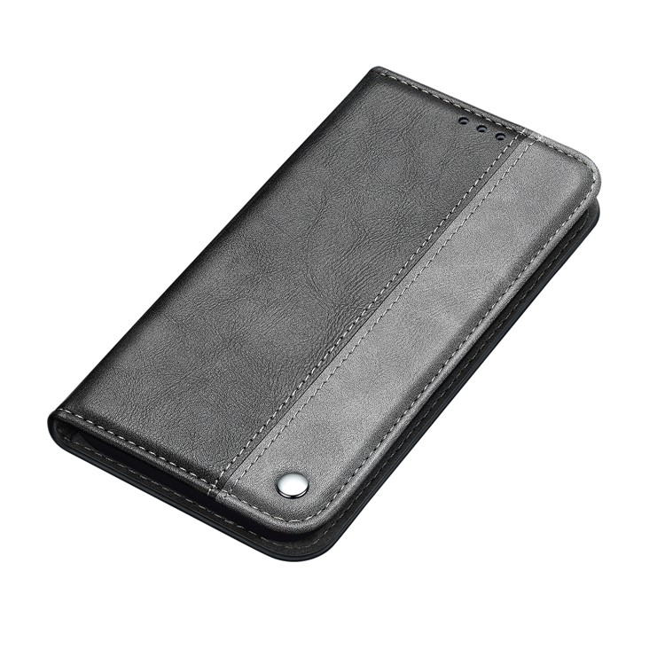 Auto-absorbed Business Style Bi-color Leather Cover Stand Case with Card Slot for iPhone 11 Pro 5.8-inch - Grey-3