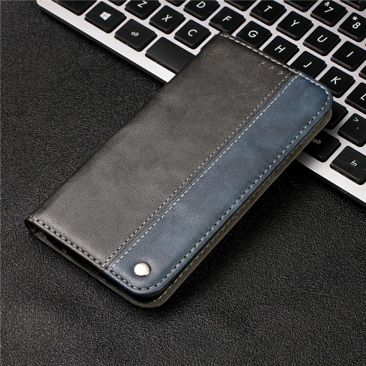 Auto-absorbed Business Style Bi-color Leather Cover Stand Case with Card Slot for iPhone 11 Pro 5.8-inch - Blue-12