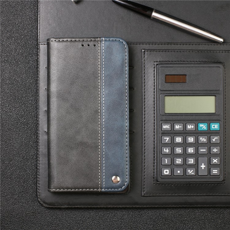 Auto-absorbed Business Style Bi-color Leather Cover Stand Case with Card Slot for iPhone 11 Pro 5.8-inch - Blue-13