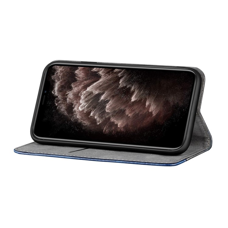 Auto-absorbed Business Style Bi-color Leather Cover Stand Case with Card Slot for iPhone 11 Pro 5.8-inch - Blue-6