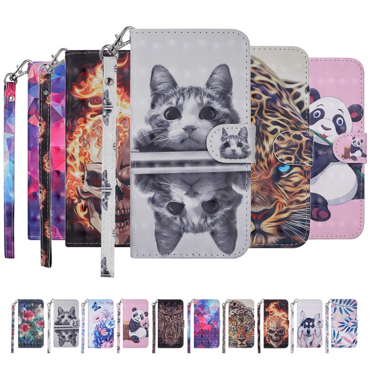 Light Spot Decor Pattern Printing Wallet Leather Case with Strap for iPhone 11 6.1 inch - Cat-15