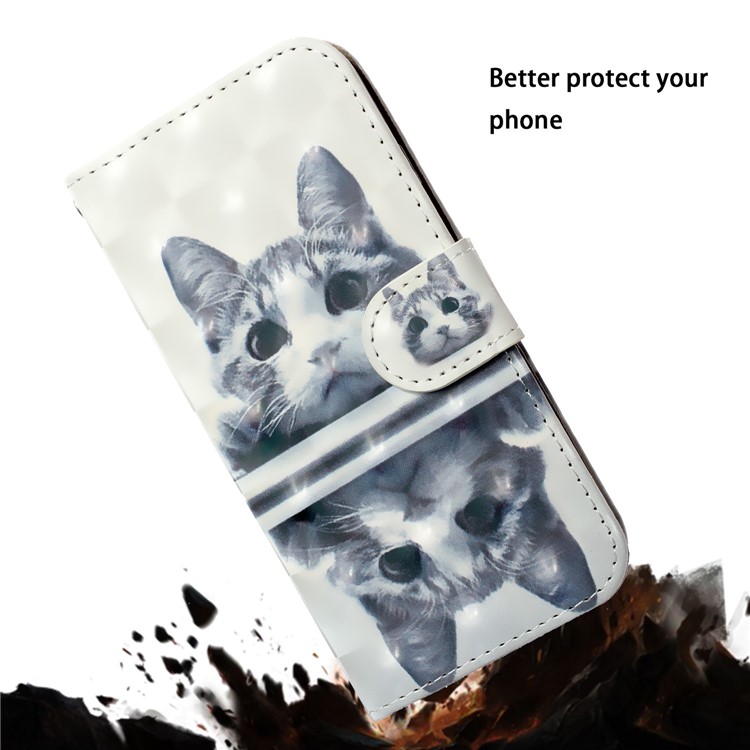 Light Spot Decor Pattern Printing Wallet Leather Case with Strap for iPhone 11 6.1 inch - Cat-9