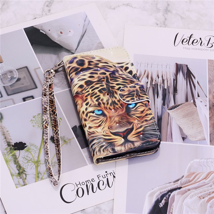 Light Spot Decor Pattern Printing Wallet Leather Case with Strap for iPhone 11 6.1 inch - Tiger-12