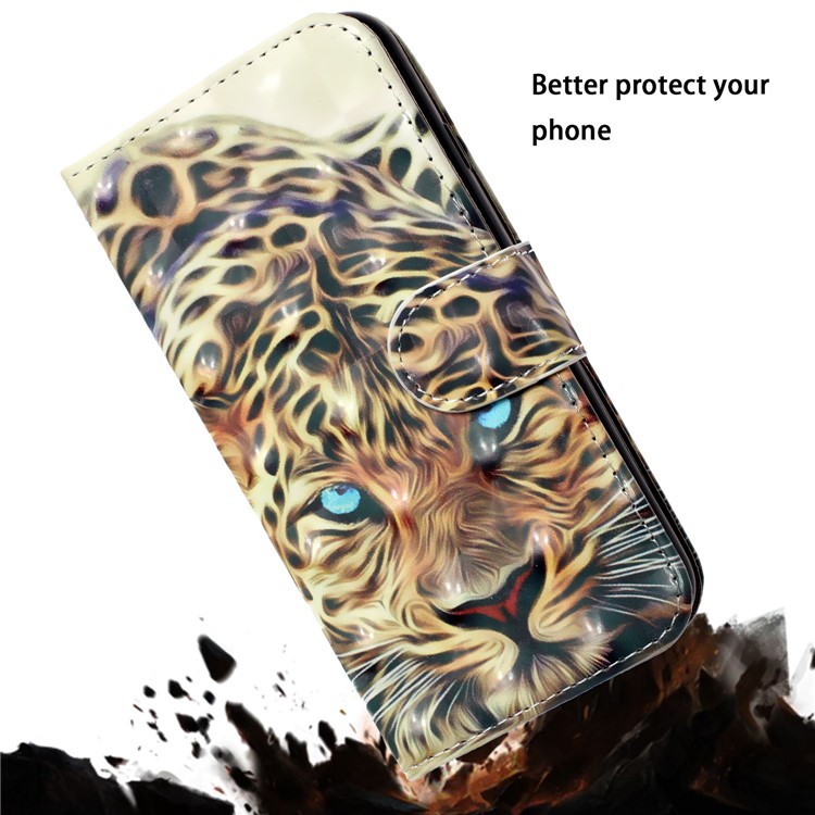 Light Spot Decor Pattern Printing Wallet Leather Case with Strap for iPhone 11 6.1 inch - Tiger-8
