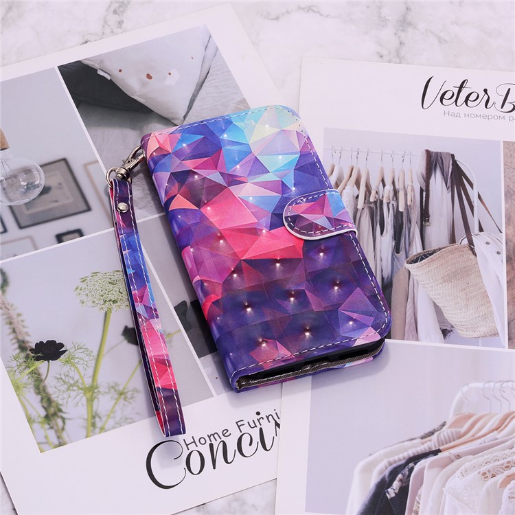 Light Spot Decor Pattern Printing Wallet Leather Case with Strap for iPhone 11 6.1 inch - Diamond Texture-12