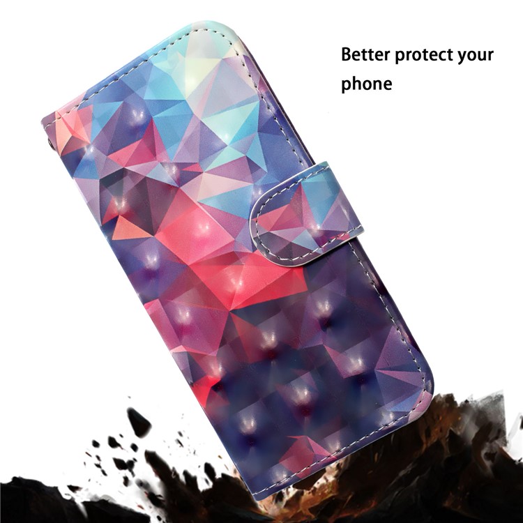 Light Spot Decor Pattern Printing Wallet Leather Case with Strap for iPhone 11 6.1 inch - Diamond Texture-8