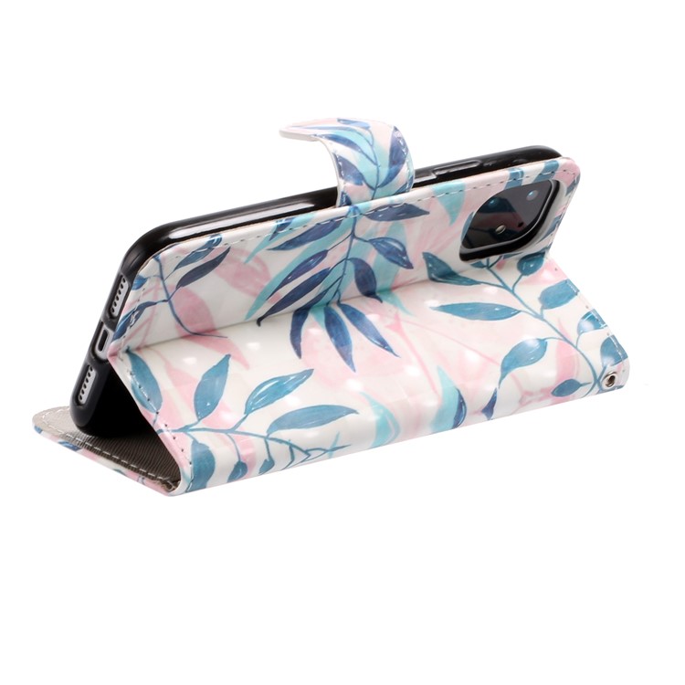 Light Spot Decor Pattern Printing Wallet Leather Case with Strap for iPhone 11 6.1 inch - Leaves-4