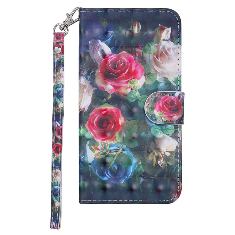 Light Spot Decor Pattern Printing Wallet Leather Case with Strap for iPhone 11 6.1 inch - Red Flowers-1
